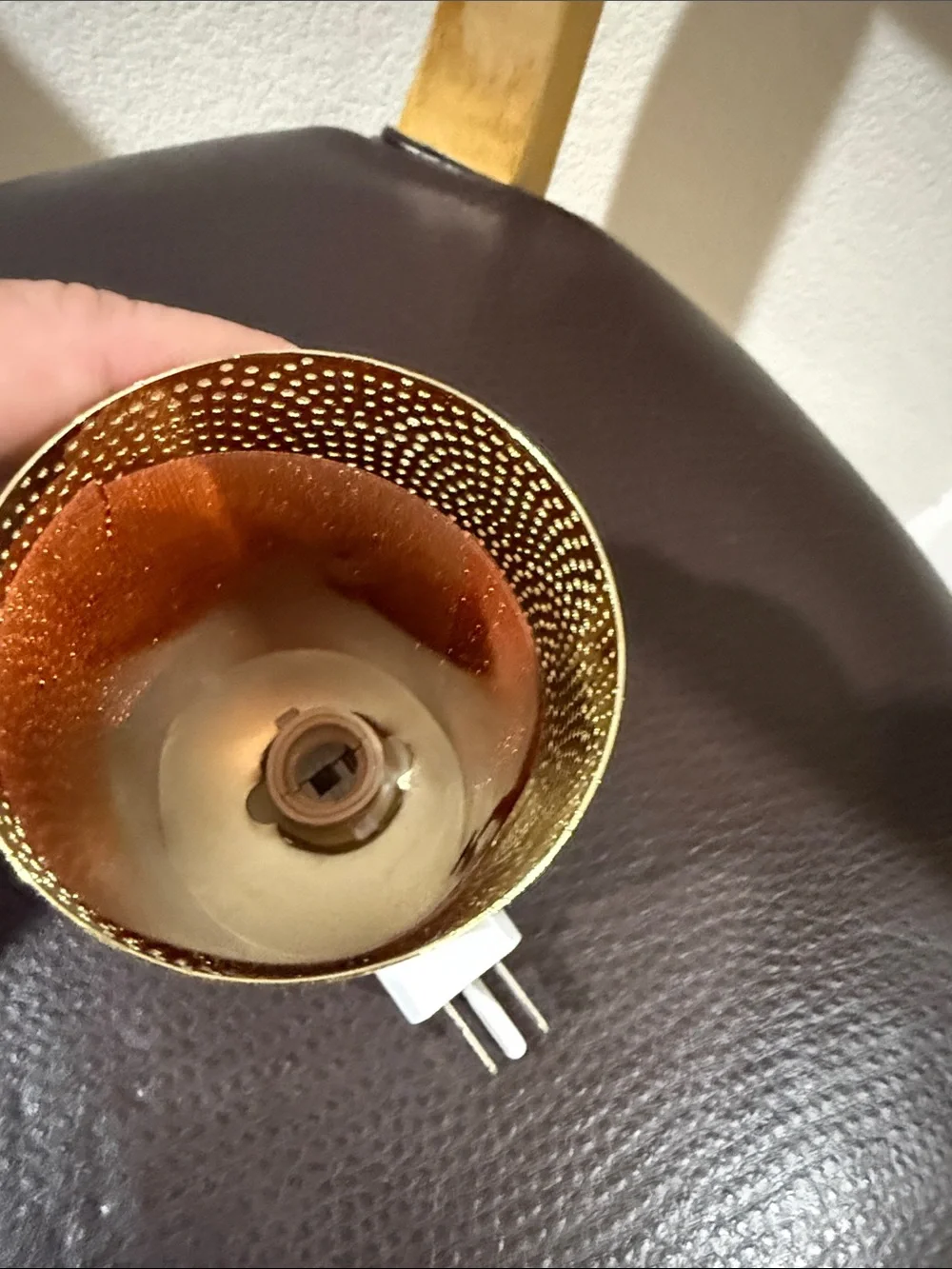 Brass metal Perforated Plug-In Night Light needs bulb